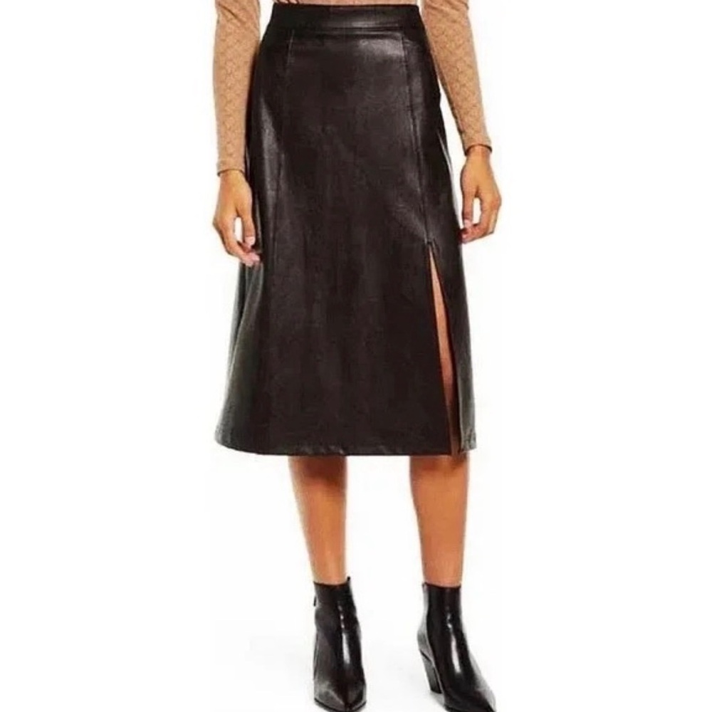 Spanx Leather-like Noir A-line MIDI Skirt - size XS